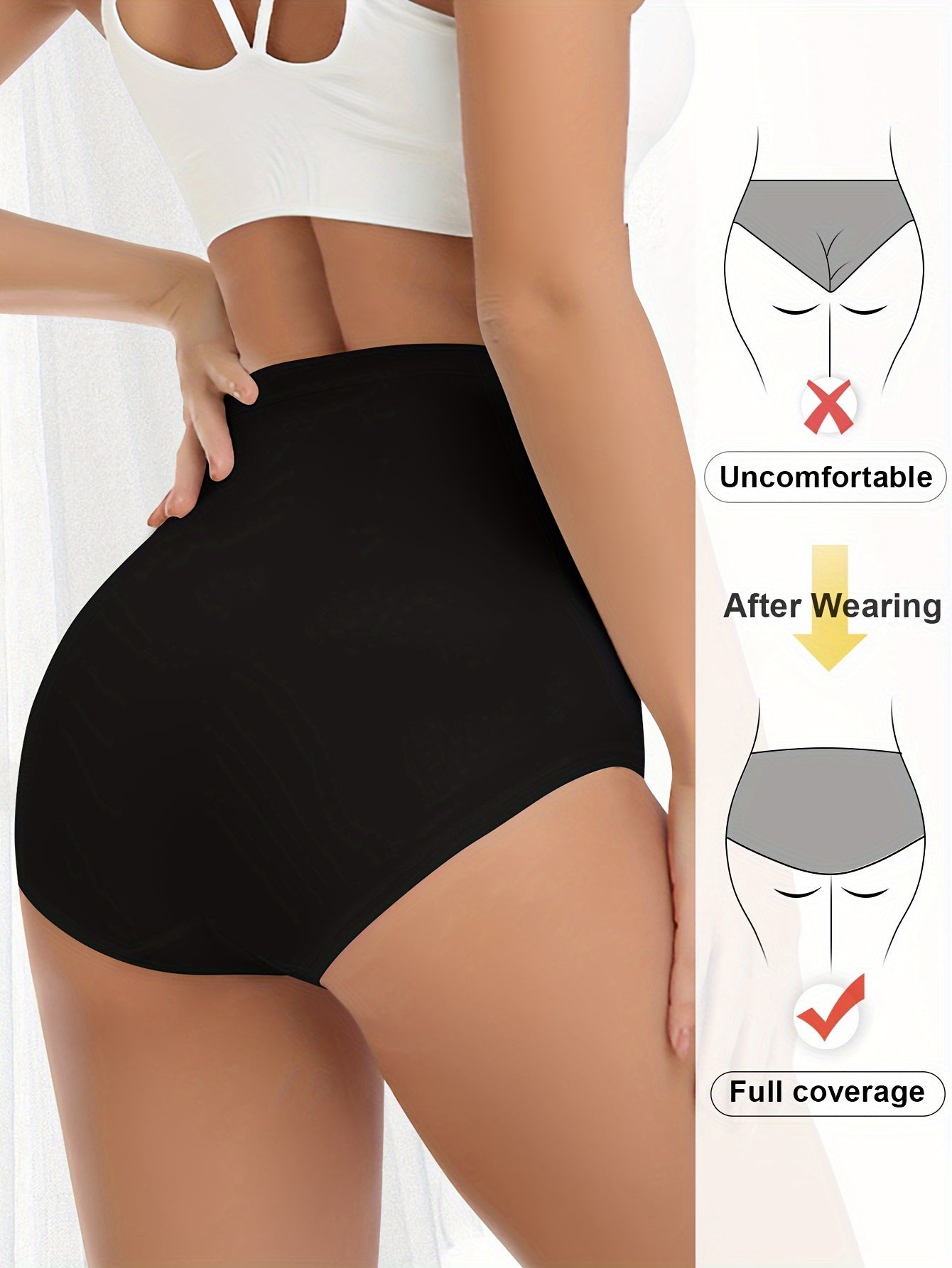 4 seamless high waist briefs for women, comfy and breathable lingerie.