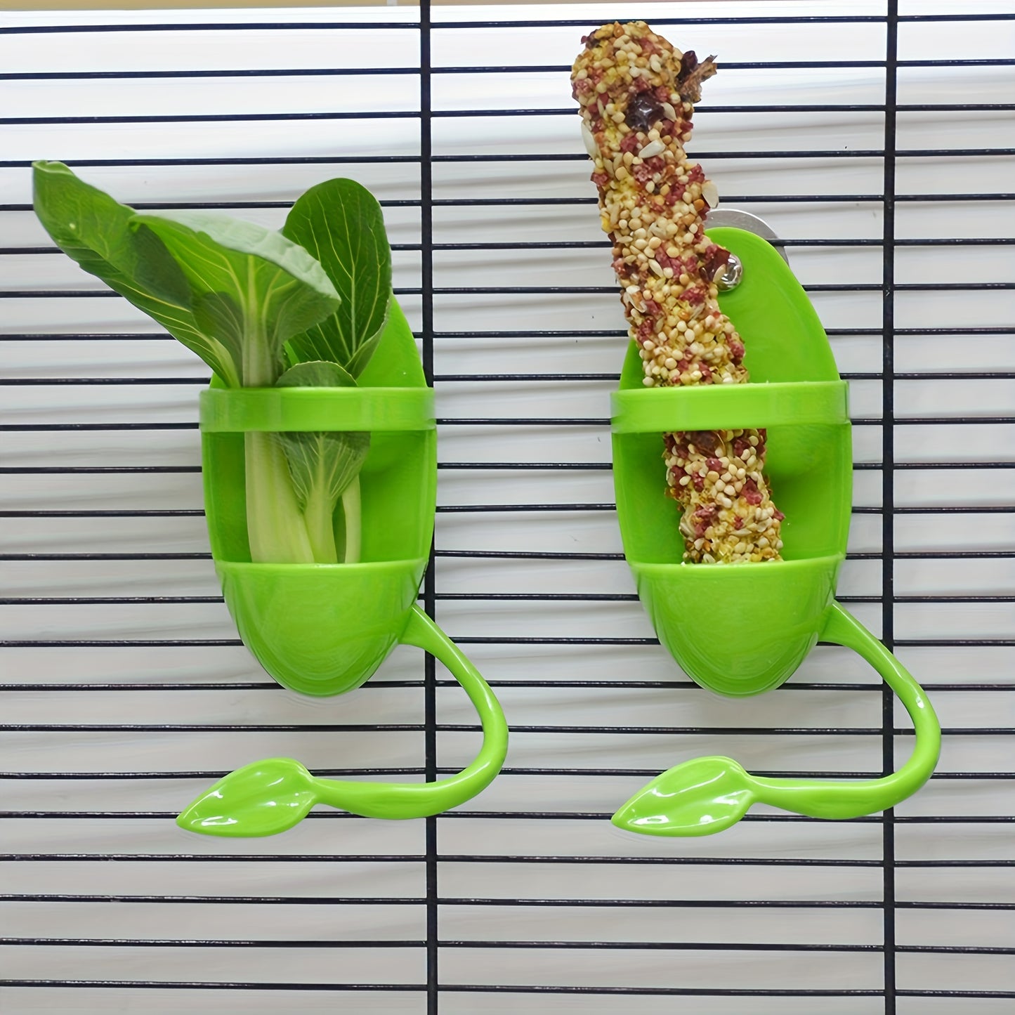 Convenient bird cuttlebone holder for healthy beaks and entertainment in birdcage.