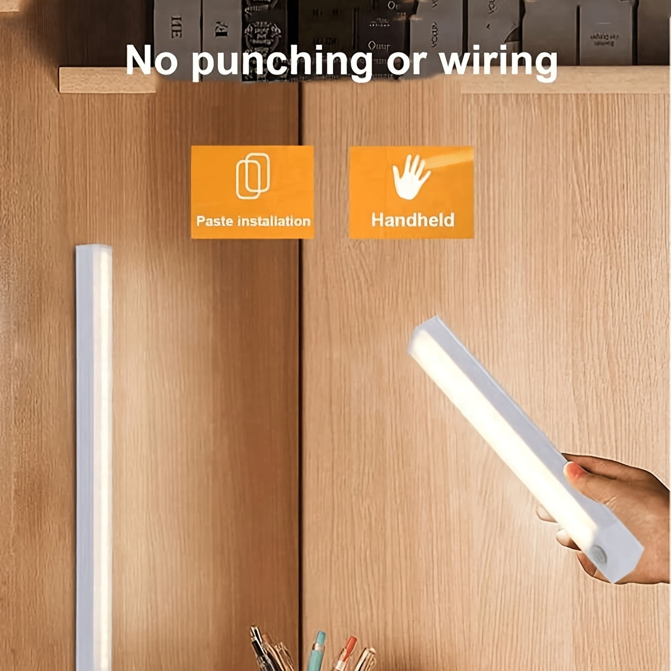 Rechargeable motion sensor light for indoor use with various mounting options and touch switch. Suitable for multiple areas such as rooms, kitchens, closets, and bathrooms. Built-in lithium