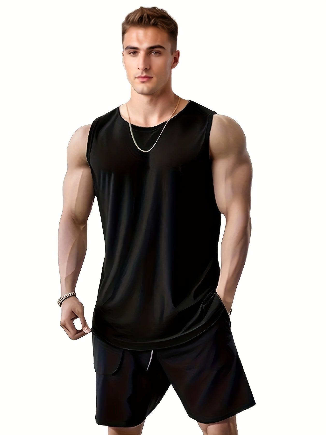 Set of 4 Men's Quick-Dry Athletic Tank Tops - Ideal for Running & Training