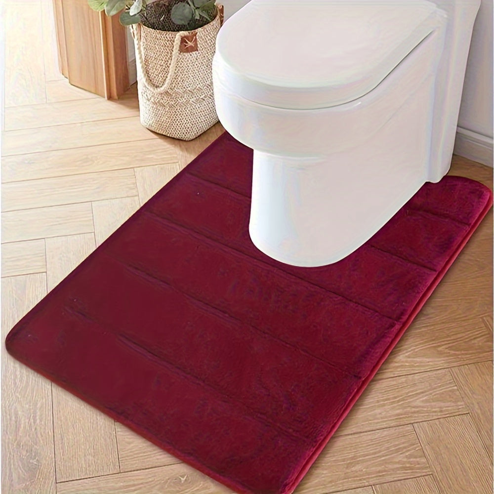 Non-Slip Bathroom Safety Mat, Household U-shaped Water Absorbent Pad with Slow Rebound Technology, Toilet Mat and Floor Mat for Bathroom