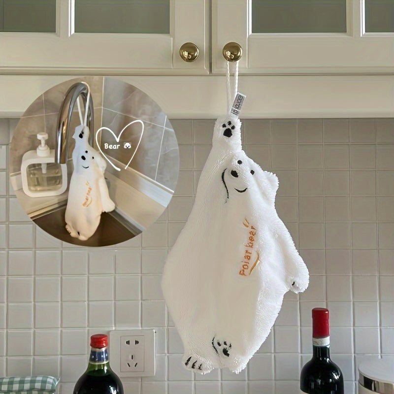 Cute polar bear hand towel, quick-drying and absorbent.