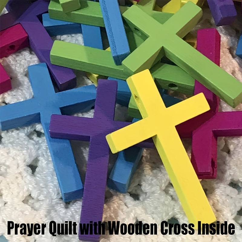 Mini Prayer Quilt with Cross, Portable Scripture Blanket - Great Gift for Loved Ones, Perfect for Christmas Decorating.