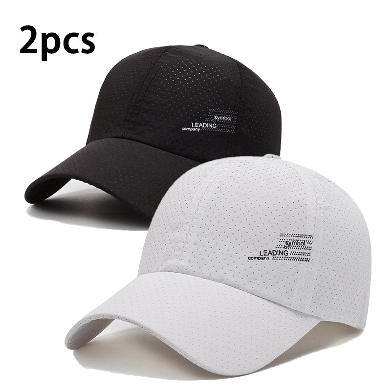 Unisex 2-Pack Quick-Dry Baseball Caps with Sporty Alphabet Print Design, Ideal for Spring/Summer Wear.