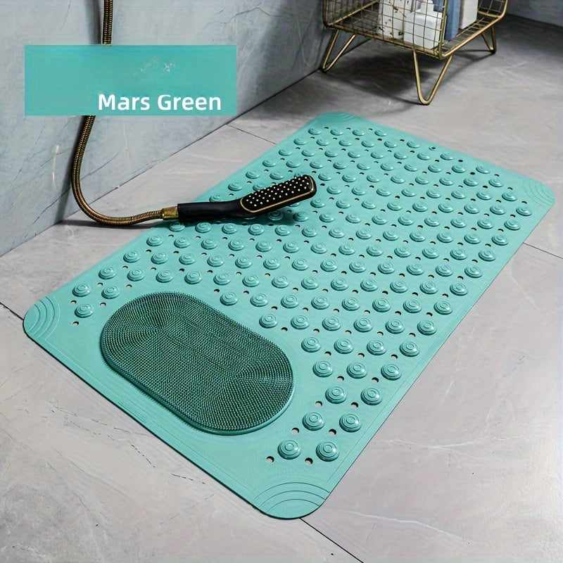 Non-slip light blue PVC bath mat with massage nubs for shower and bathroom safety, dot pattern, 0.8cm thick, 2600g/m²