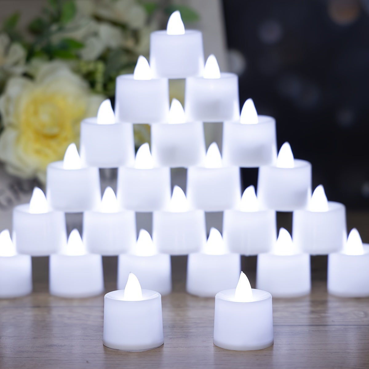 Pack of 6 or 12 LED electronic candles for weddings, proposals, home decorations, tables, countertops, birthdays. Available in white, warm white, and warm light.