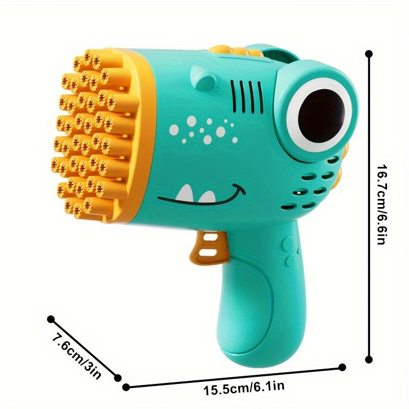 Dinosaur Bubble Blaster- Electric foam gun with LED lights, perfect for parties and outdoor fun- Pink/Green