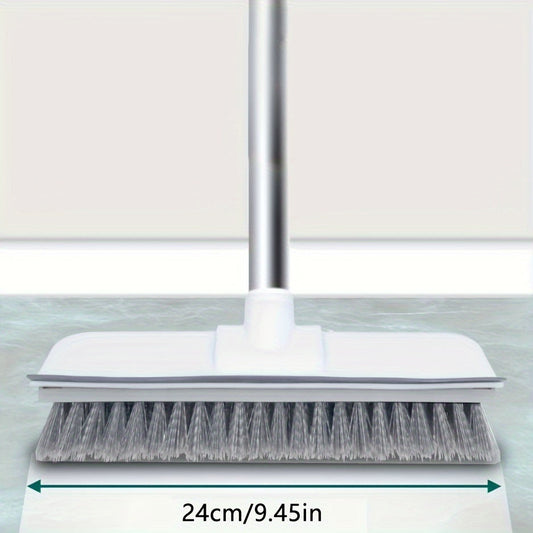 Grey Floor Brush with Long Handle and Hard Bristles - Ideal for Deep Cleaning Deck, Bathroom, Bathtub, Tiles, Gaps, Kitchen, Pool, Patio, and Garage - Convenient Cordless Cleaning Tool for the Home