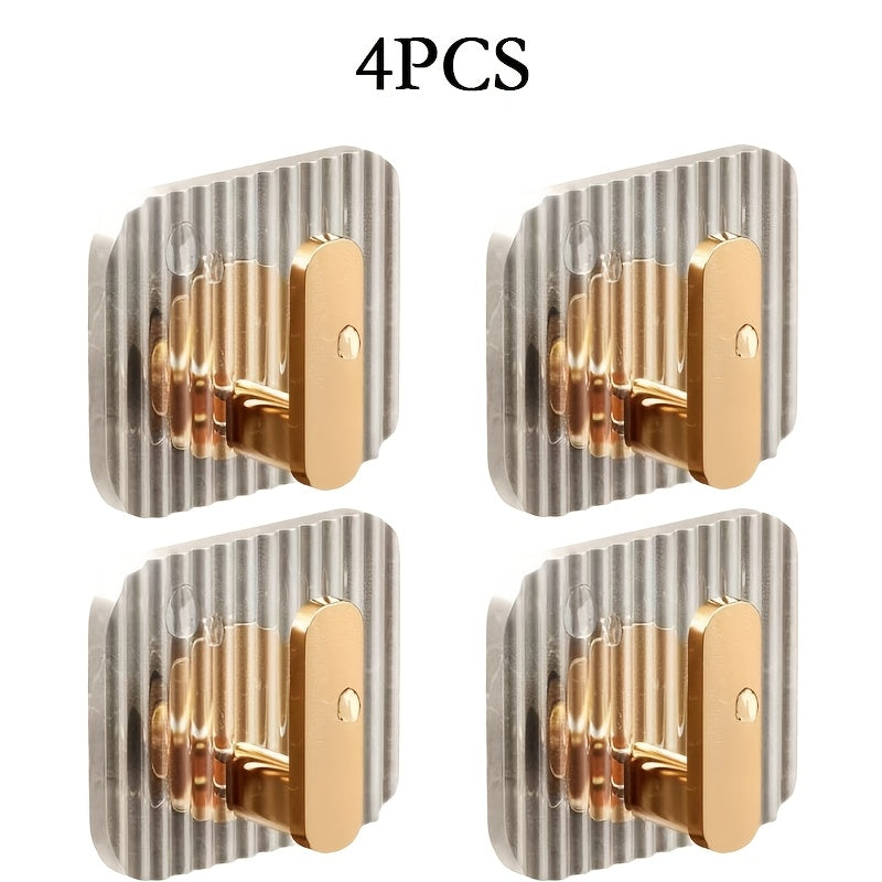 Acrylic Hooks Set of 4 for Fashionable Wall Mount Towel Rack and Kitchen Utensil Storage Hanger - No-Drill Installation with Strong Load-Bearing Adhesive Hooks for Easy Setup