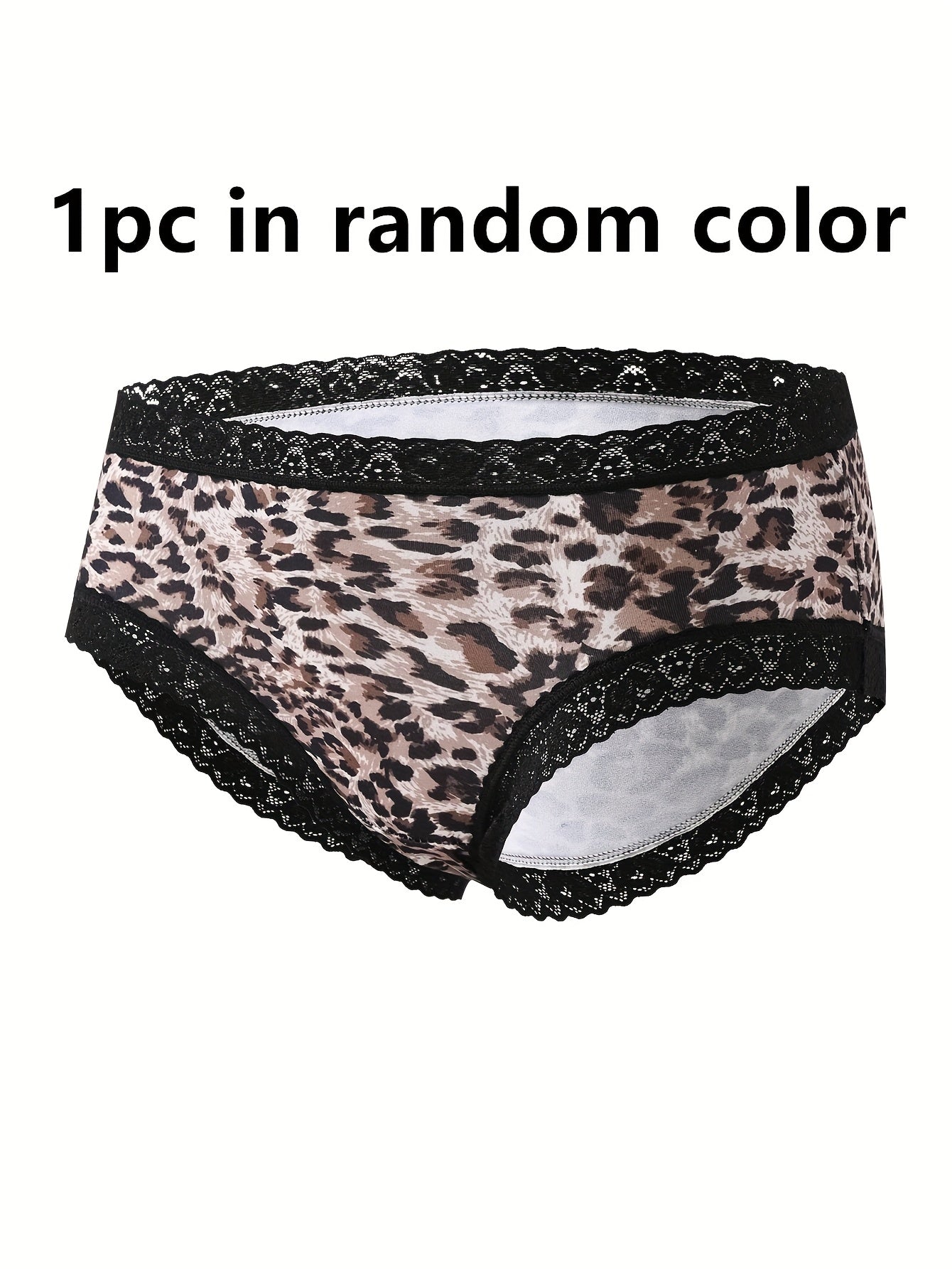 Mixed color leopard print low-rise lace women's panties.