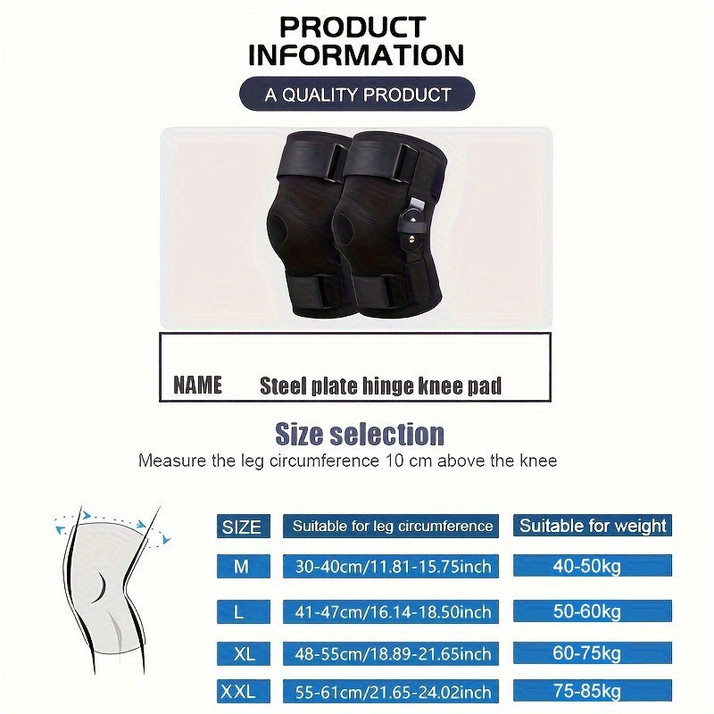 1 pc Knee Brace with Steel Plate Support and Double Straps for Rehabilitation and Joint Protection. Order one size up.