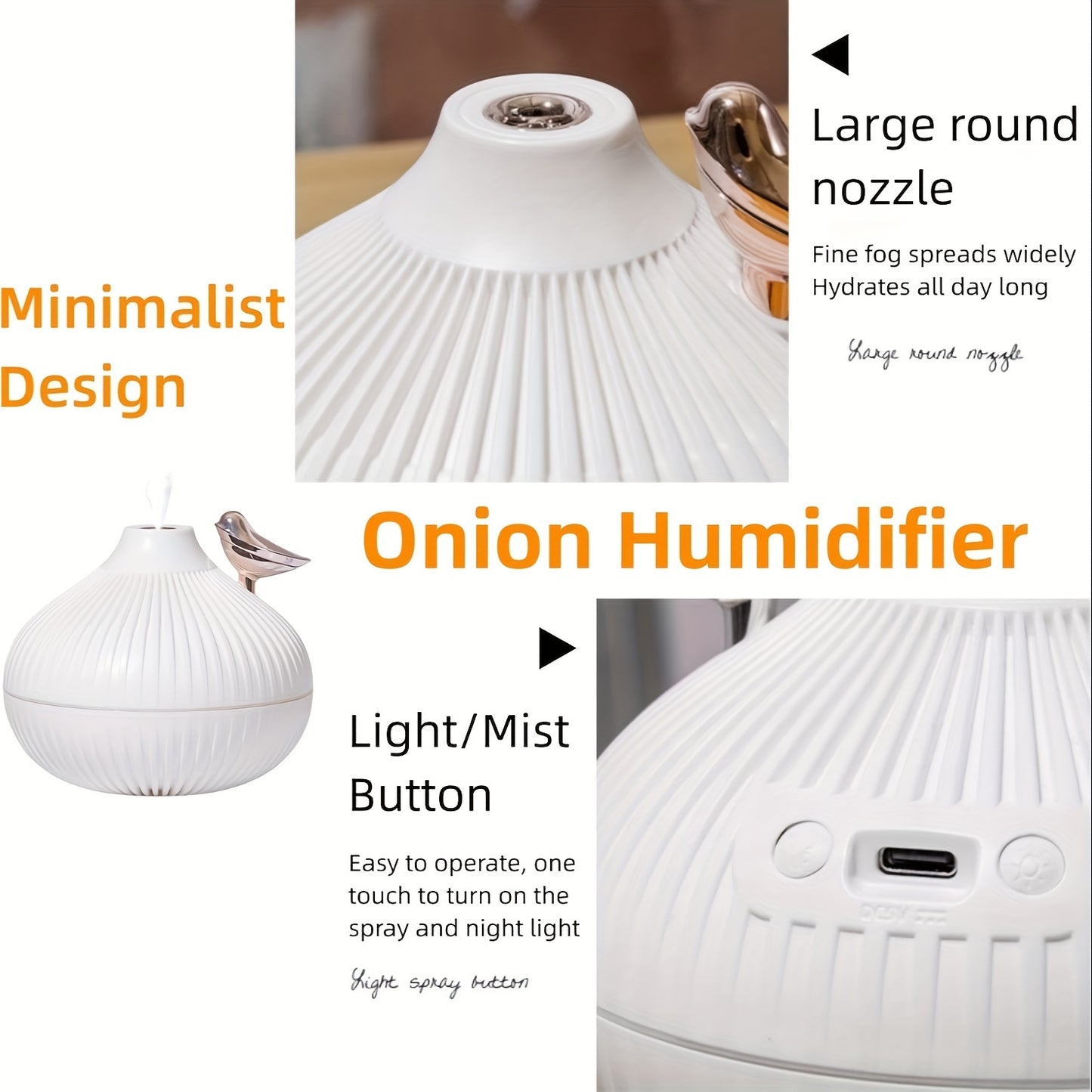 USB-powered cool mist humidifier with LED lights - great for home, office, car, and school - perfect gift for air purification and room refreshment.