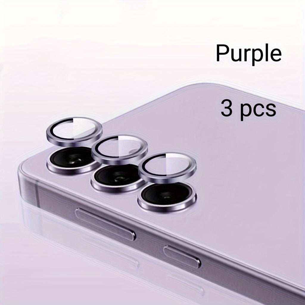 Набор из 3 металлических колец для камеры и закаленных стеклянных защит для линз для различных моделей Samsung Galaxy.