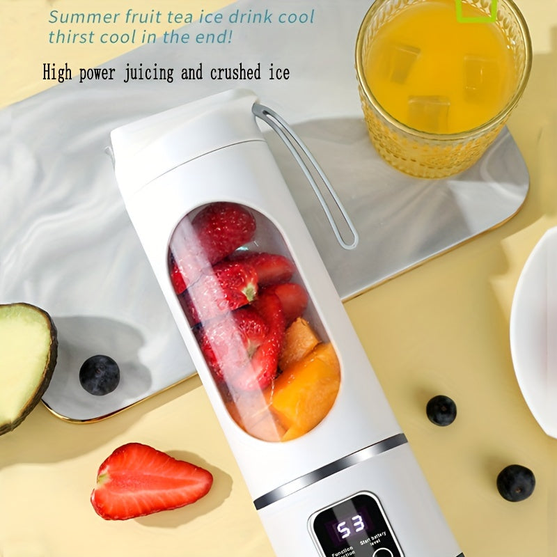 Compact and Portable USB Rechargeable Blender with LED Display - 450ml Capacity, Perfect for Smoothies & Fresh Juice, Convenient Design for On-the-Go Nutrition