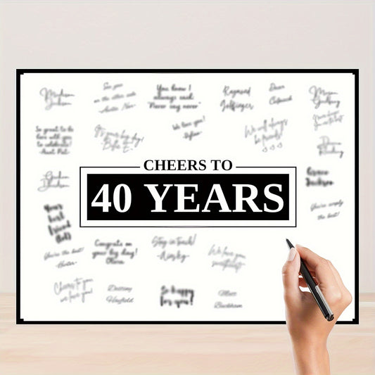 Comedic 40th Birthday Guest Book - Unframed Black Canvas Signing Board for Men & Women, Ideal for Fortieth Anniversary & Retirement Decor, 12x16