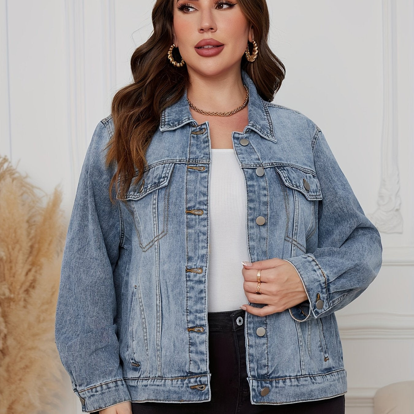 Drop shoulder denim jacket