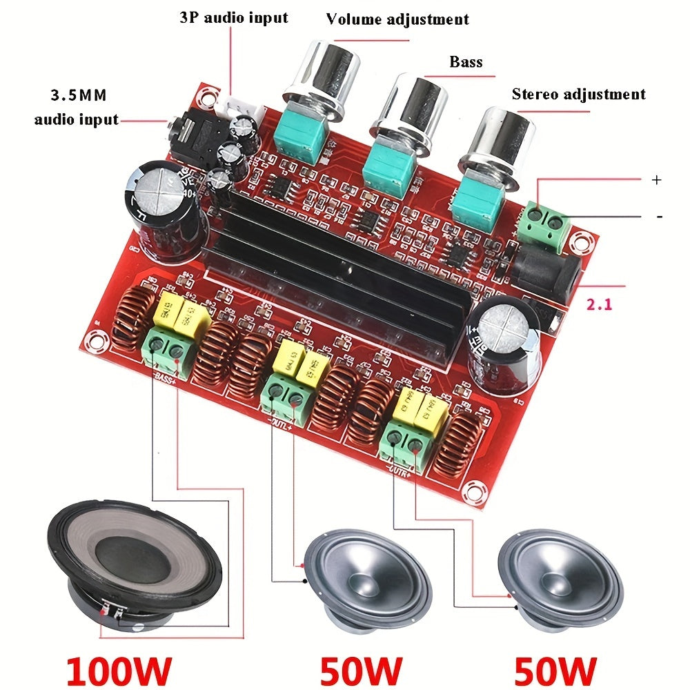 1pc TPA3116D2 2.1 Channel Subwoofer Power Amplifier Module XH-M139 12V - 24V 2 * 50W + 100W