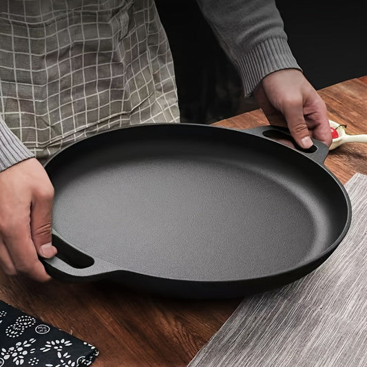 Single-piece Multi-Functional Non-Stick Cast Iron Griddle Skillet for Pizza, BBQ, and Pancakes - Suitable for Use on Any Stovetop, Perfect for Cooking at Home or Outdoors - No Electricity Required