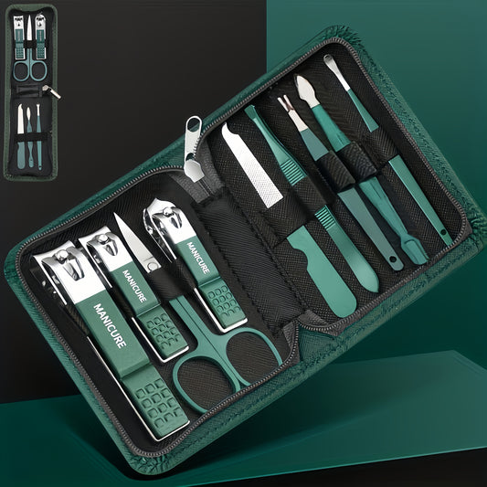 Luxury 6/9 Piece Nail Clipper and Manicure Set with Travel Box - Includes Stainless Steel Cuticle Pliers, Hand, and Foot Care Tools.