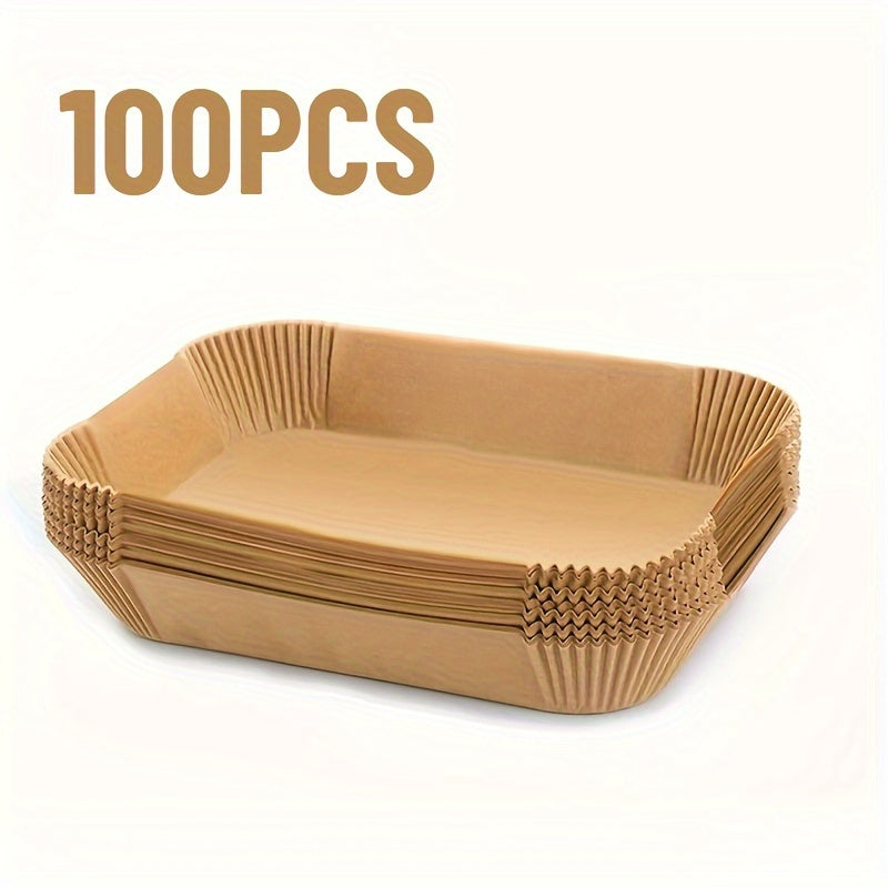 100 pieces of Non-Stick Air Fryer Liners- Oil and Waterproof, Disposable Paper Inserts for RVs and Baking Essentials.