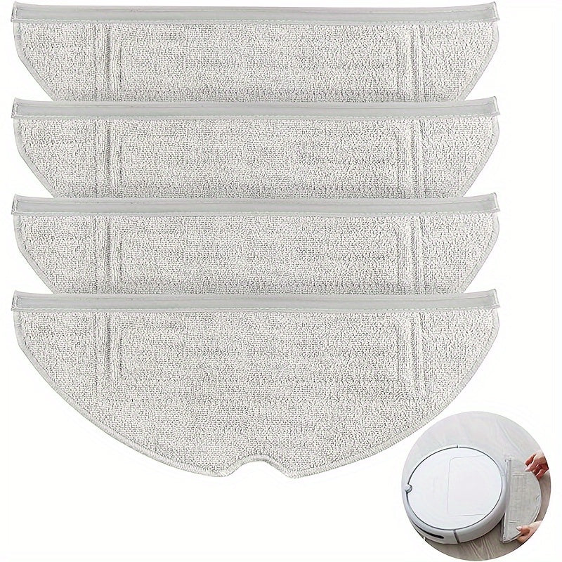 Set of 4 Microfiber Mop Pads designed for Roborock S8/S7 Series - Highly Absorbent, Washable Cleaning Cloths with Durable Adhesive Backing - Perfect for Cleaning Hardwood, Laminate, and Tile Surfaces