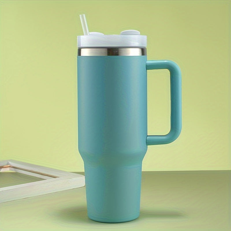 1 stainless steel 40oz tumbler with handle, lid, and straw for on-the-go hydration, perfect for summer drinks and travel, a versatile gift option.