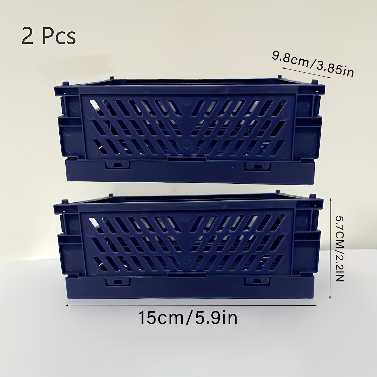 2-Pack Plastic Folding Storage Baskets with Handles, Stackable Organizers for Home - Mixed Color