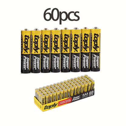 Toply 60-Pack AAA/AA Batteries, 1.5V Carbon Zinc Non-rechargeable, Compatible with various devices - Single Use