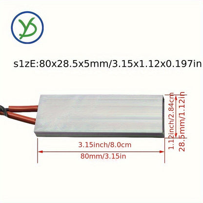 The PTCYIDU PTC Heating Element Plate is designed for 110V AC/DC usage. It features insulated constant temperature ceramic and a thermostatic heater with an aluminum shell. This miniature heating tool is perfect for 3D printers and measures 8.0x2.84cm.