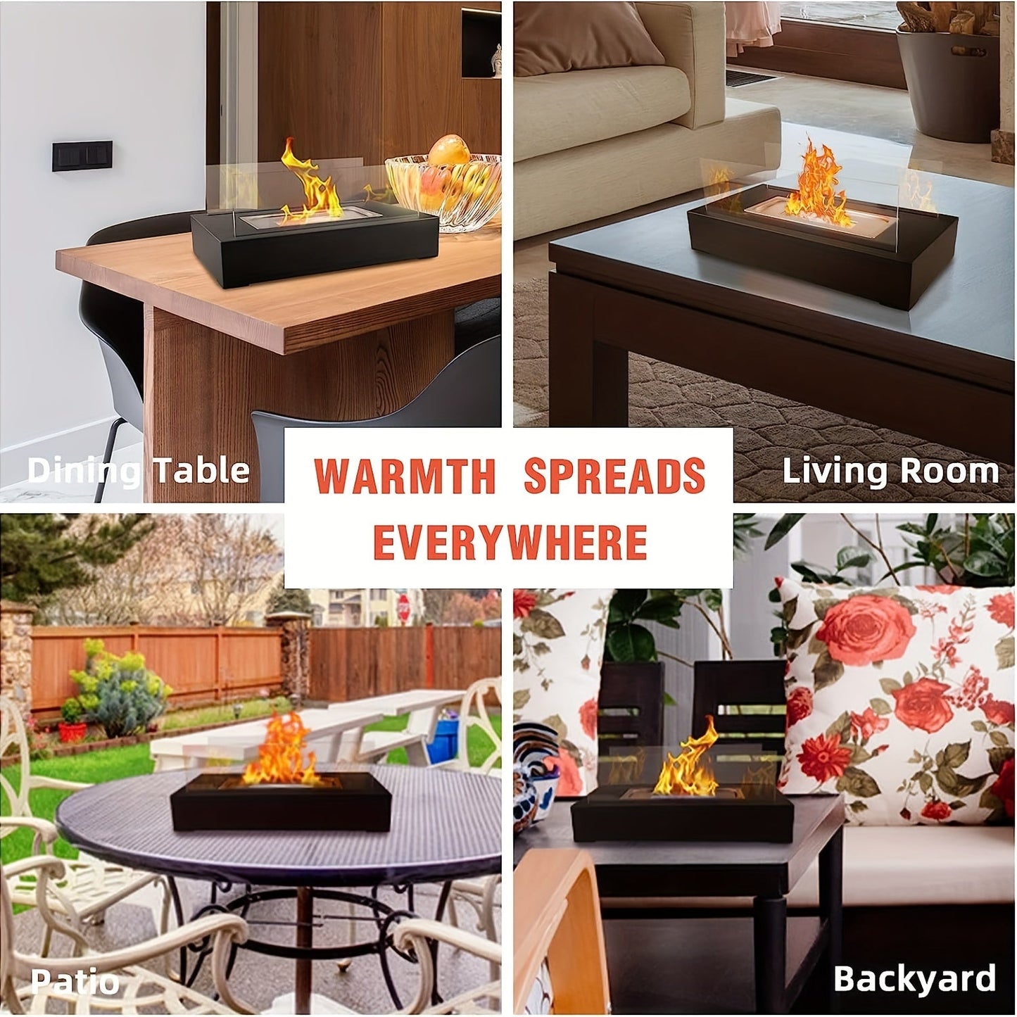 The Bestselling Classic Desktop Fireplace from Amazon is a Portable Outdoor Fireplace Lamp that doubles as a Small Flame Heater. Made of durable metal, it features an elegant Flame Atmosphere design with two Transparent Glass panels on the sides. Easy to