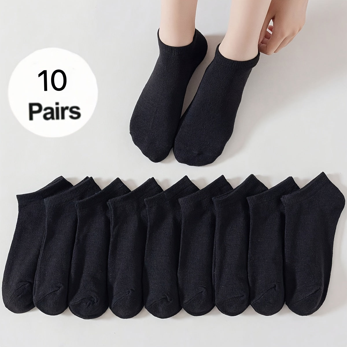 Set of 10 pairs of women's lightweight ankle socks