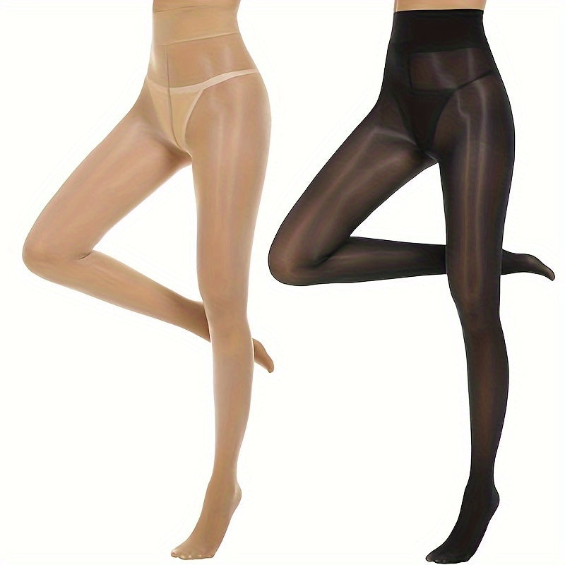 Shimmer tights for women with a shiny oil finish, high-waisted and shaping.