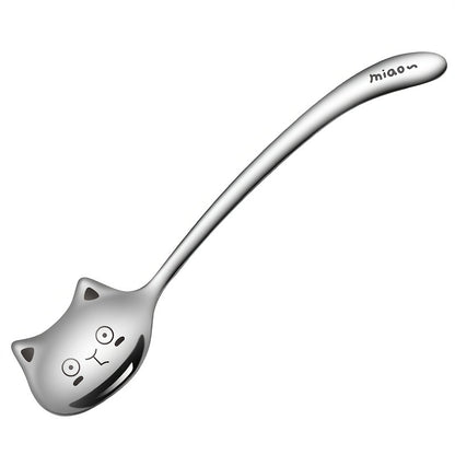 Durable stainless steel cat spoon with unique long handle design, perfect for coffee, tea, and dessert. Ideal as a birthday gift.