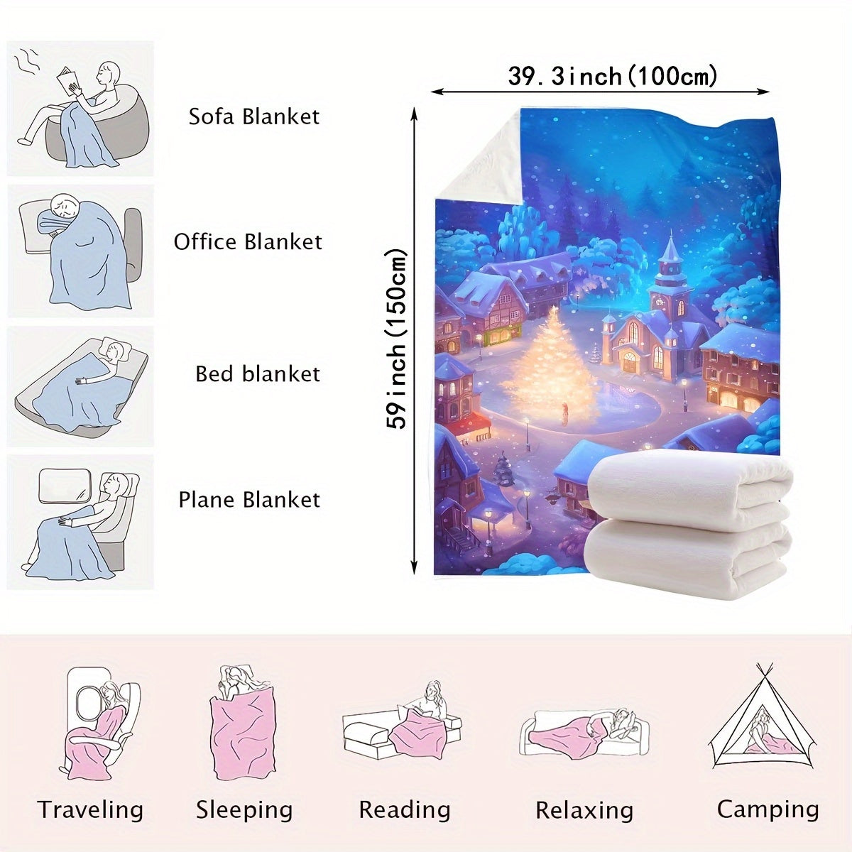 Soft plush throw blanket with an anime theme, perfect for adding a contemporary touch to any room. This all-season cozy and lightweight blanket is ideal for the bedroom, living room, sofa, office, or even camping trips. Made of versatile knitted