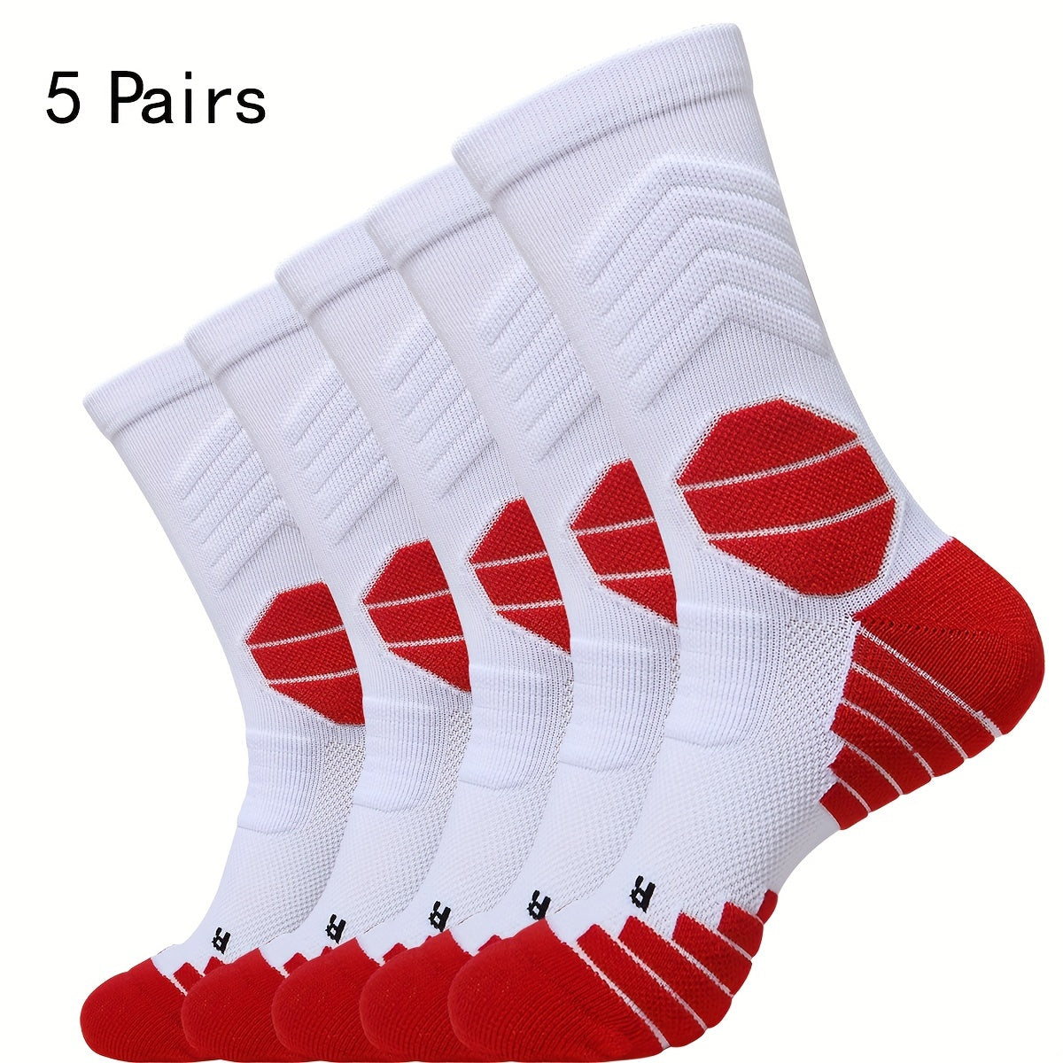 5 pairs of Wubenzhi men's basketball socks with cushioning performance