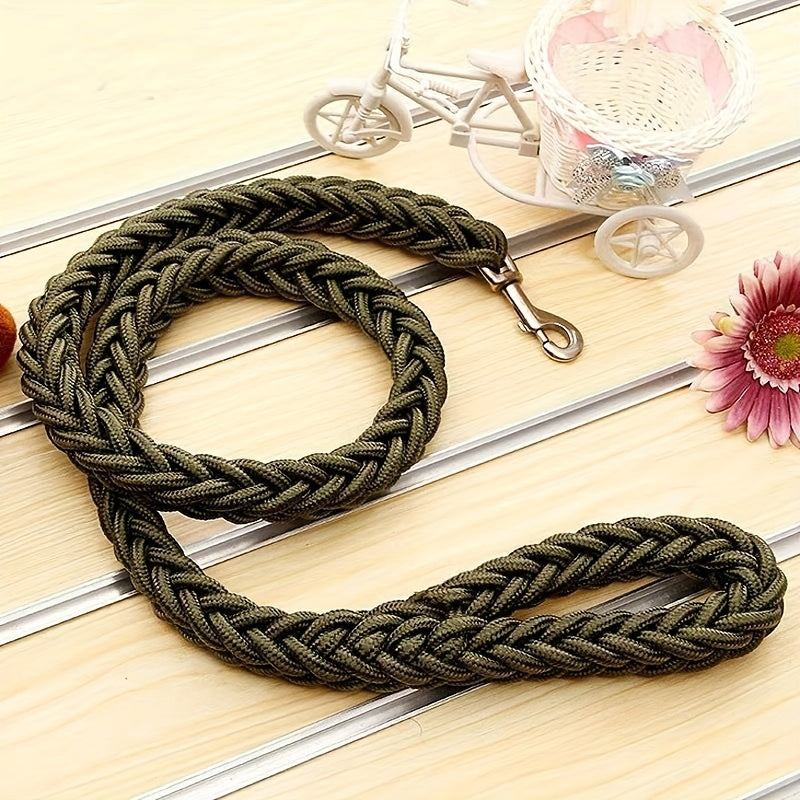 Durable braided dog leash for effective training and comfortable walking.