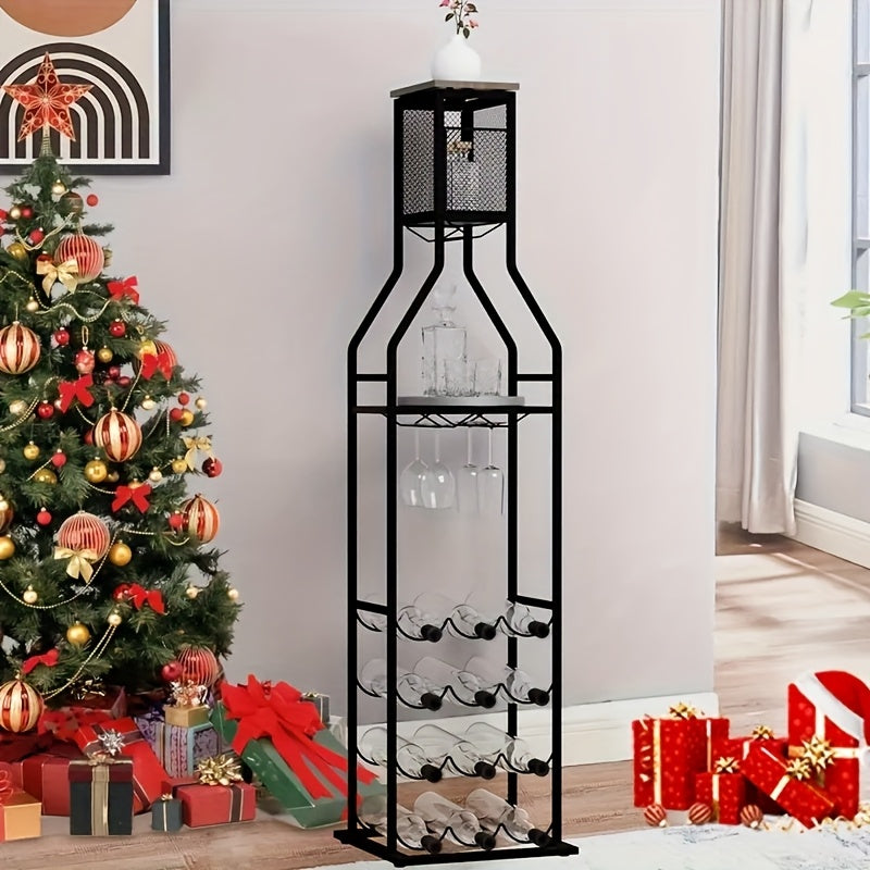 1pc independent drunk driving, can be installed on a steel structure in a fixed position. Includes an 11-bottle wine bread rack, 5-tier freestanding wine rack with glass holder, home bar