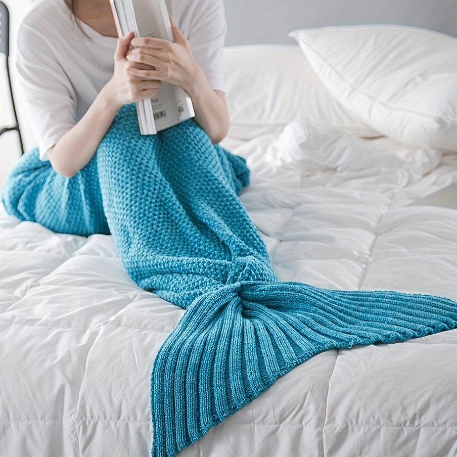 Get yourself a 1 piece Mermaid Tail Blanket, a cozy crochet blanket perfect for all seasons. This soft and comfy blanket is ideal for women and can be used for lounging on the sofa or sleeping. It also makes a cool birthday, wedding, or Mother's Day gift.