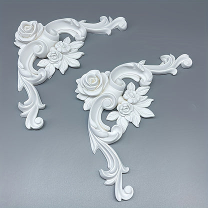 French style plastic corner flower molding for elegant living room and TV wall decoration, perfect for home renovation.