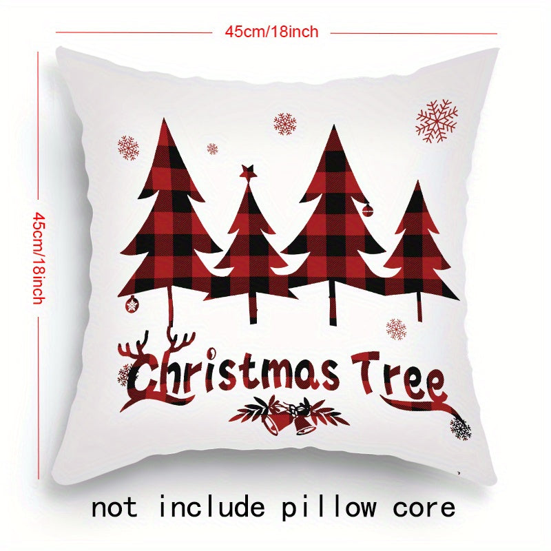 Set of 4 Christmas-themed pillowcases with various designs, 45.72cm X 45.72cm.