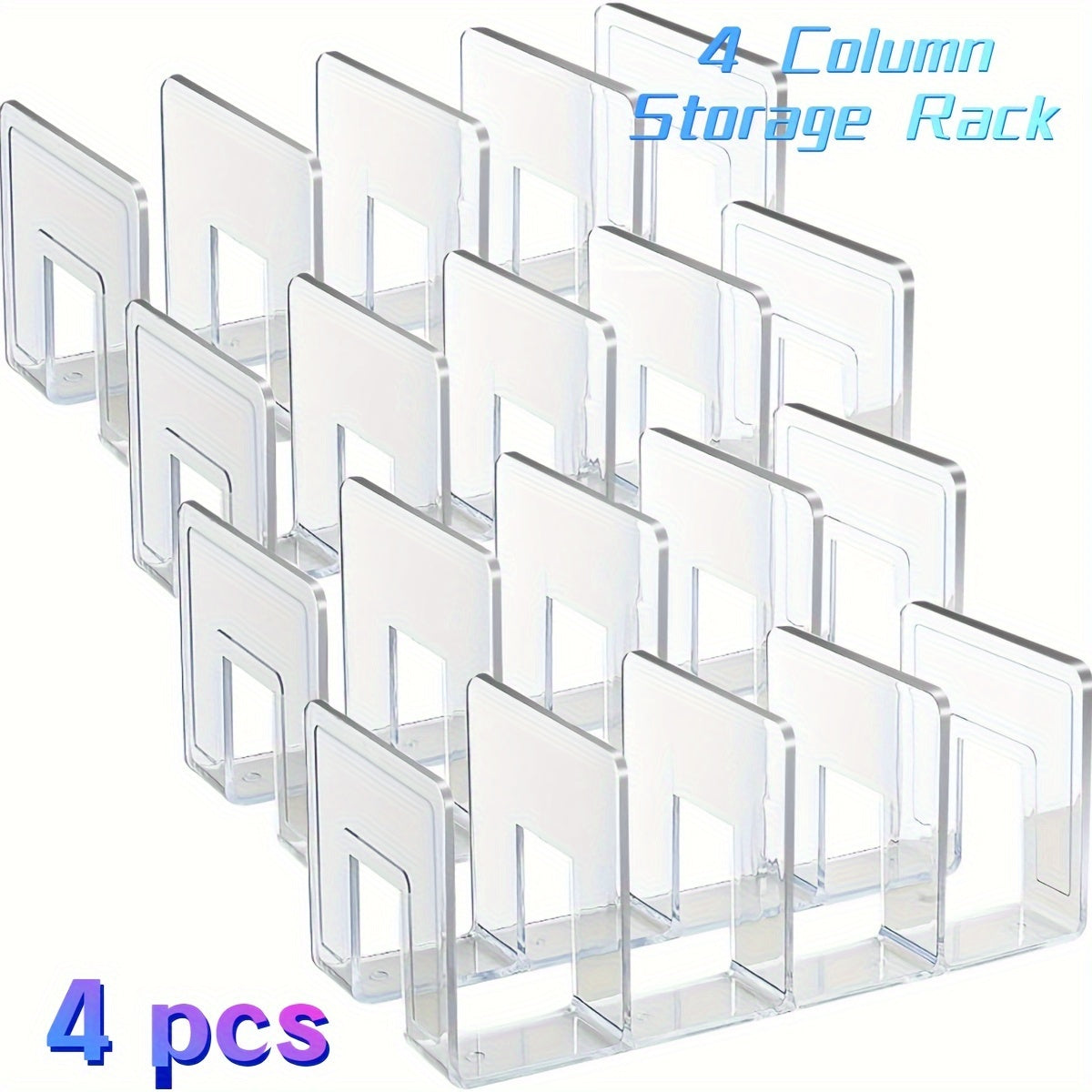 Acrylic Clear Storage Rack Set - Organize Bags, Clothes & More with this Space-Saving Organizer - Ideal for Home, Dorms & Bedrooms - Set Includes 4 Pieces