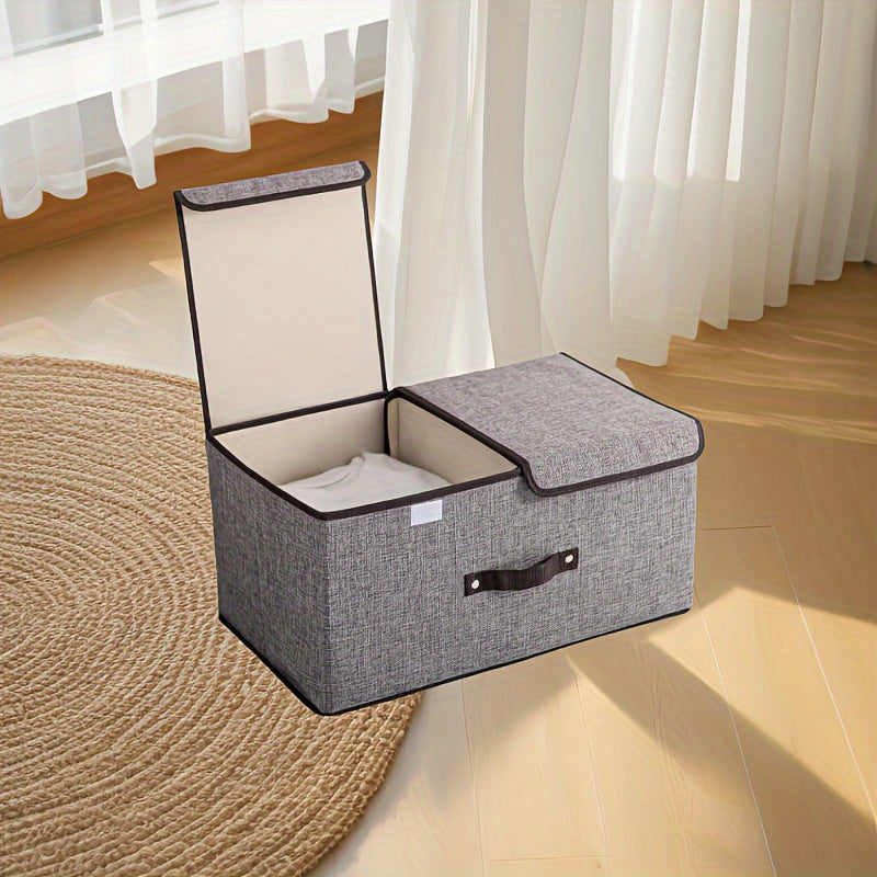 Fabric storage cube with handles that folds easily - great for storing underwear, socks, and organizing closets in the home, bedroom, or office.