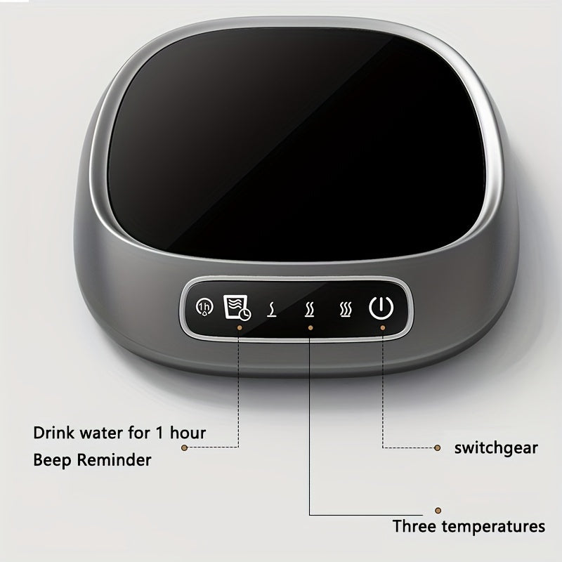 Smart Beverage Warmer Coaster with 3 Temperature Settings, USB-Powered Heating Pad for Drinks, Milk, Tea, and Hot Chocolate, Perfect for Home and Office, Made from Non-Food Contact Plastic Materials.