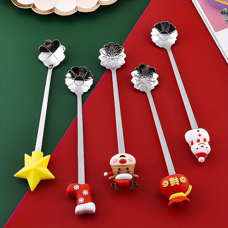 Top Pick: Adorable Christmas Cartoon Stainless Steel Spoon for Milk, Coffee, Desserts, Honey, and Seasonings