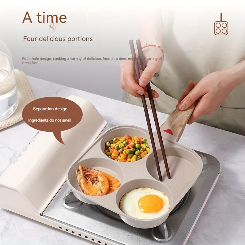 Pan for Fried Eggs with Four Holes, Burger Pan, Pan with Flat Bottom, Pan with Non-stick Coating, Breakfast Pan for Home Use, Small Pan for Pancakes, Egg Pan