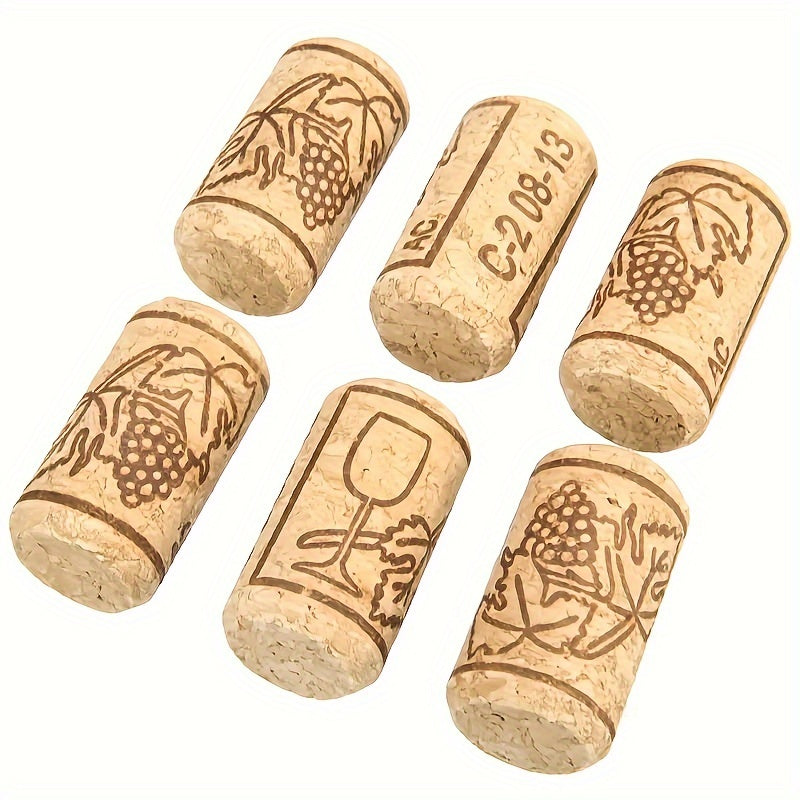 100 Premium natural wine corks with engraved designs for homemade wine sealing and preservation - perfect for holidays.