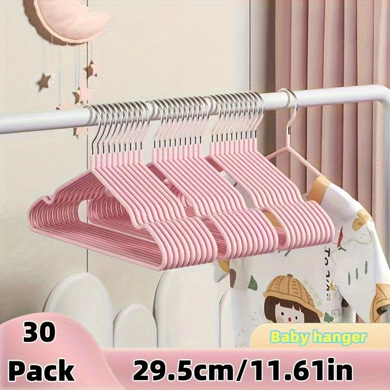 20 to 30 pieces of baby clothes storage hangers, kid clothes drying racks that are durable and anti-slip. Perfect for organizing and storing clothes in the bathroom, bedroom, closet, wardrobe, home, or dorm.