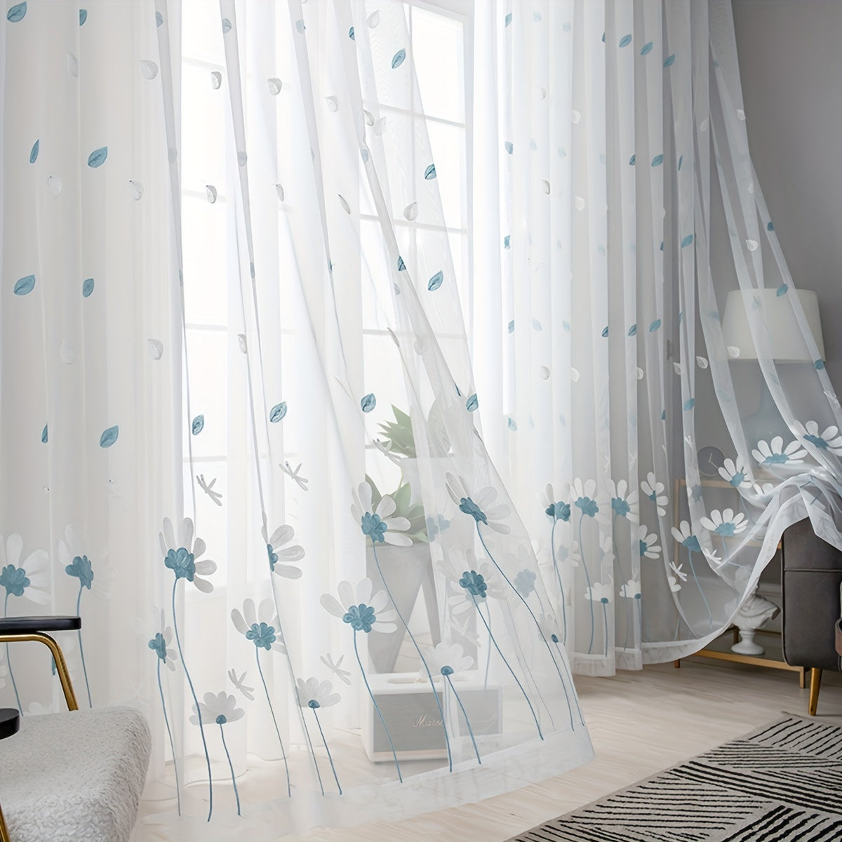 Add a touch of simplicity and charm to your living space with this 1-piece Simple Animal Embroidery Tulle Curtain. Featuring a beautiful pastoral style flower embroidery design, this window sheer curtain is perfect for adding a delicate touch to your