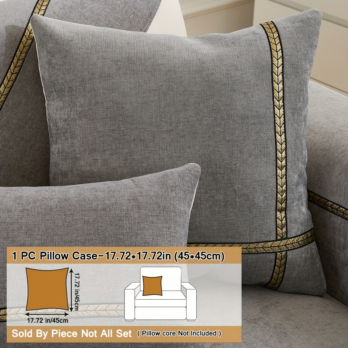 Modern chenille sofa covers with Tiebu embellishment, pet-friendly, non-slip one-piece slipcover for various sofas. Durable 330gsm fabric, machine washable, compatible with multiple sofa types.