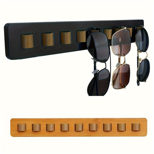 Wooden glass organizer wall-mounted rack for organizing and storing multiple glasses.